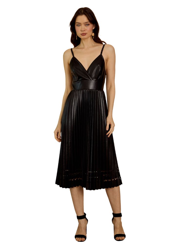 Caballero Genevieve Dress in Black Vegan Leather with Studs
