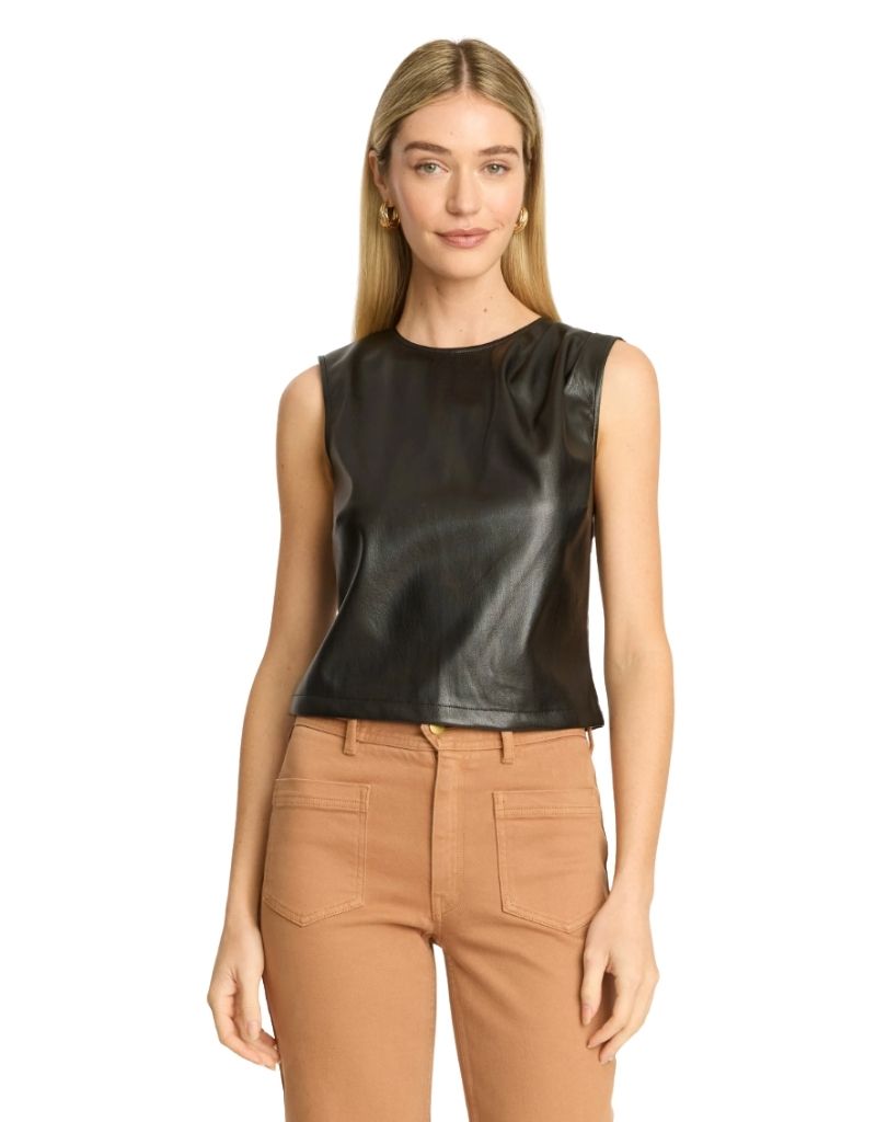 Caballero Jag Top in Black Vegan Leather