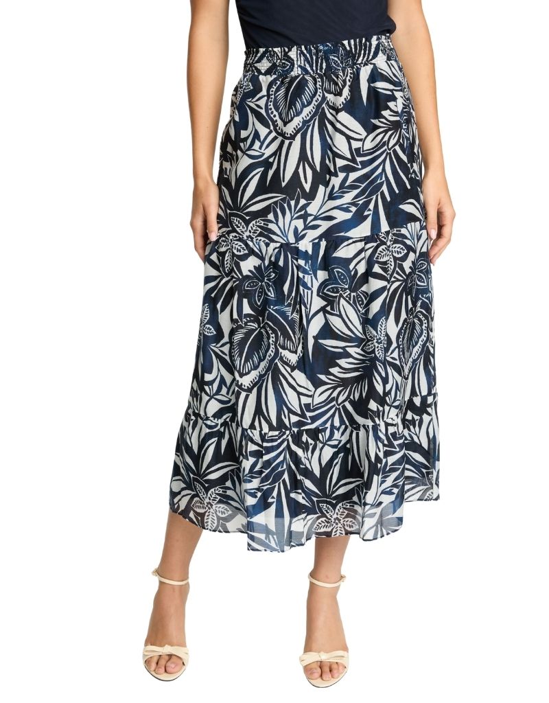 Caballero Laney Skirt in Woodblock Palm