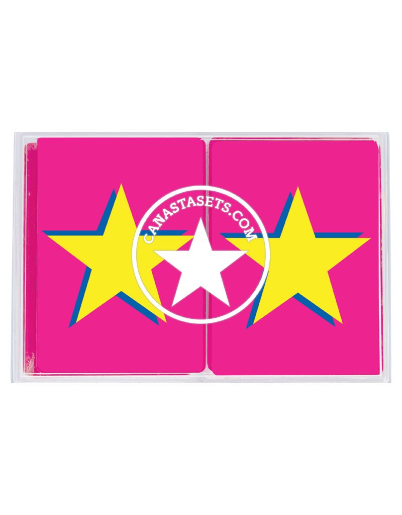 Canasta Sets.com Playing Cards Plastic PVC Star on Pink Background