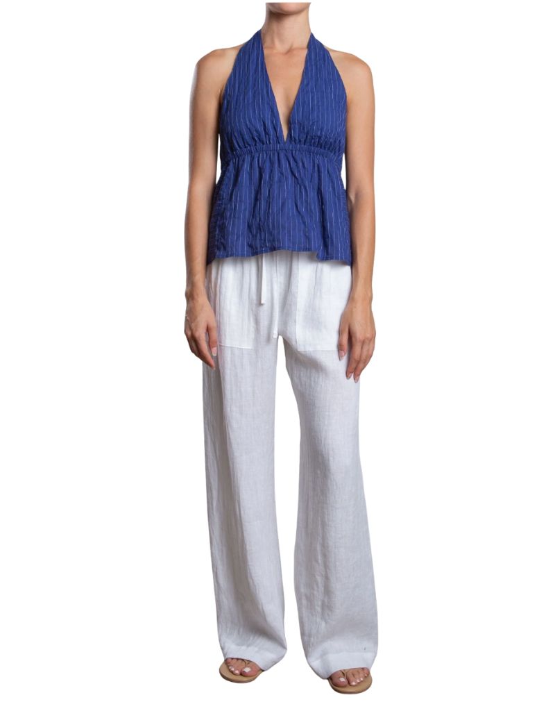 Casey Pant in French Linen White