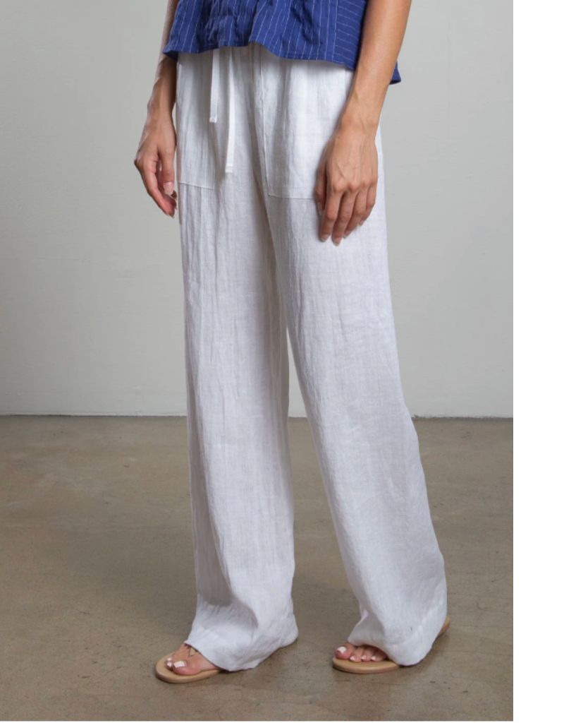 Casey Pant in French Linen White