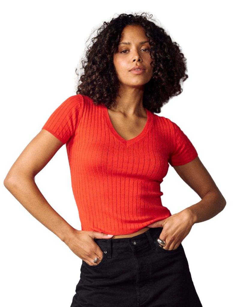 Colorush CCN Barefoot Drift Rib V Tee Poppy