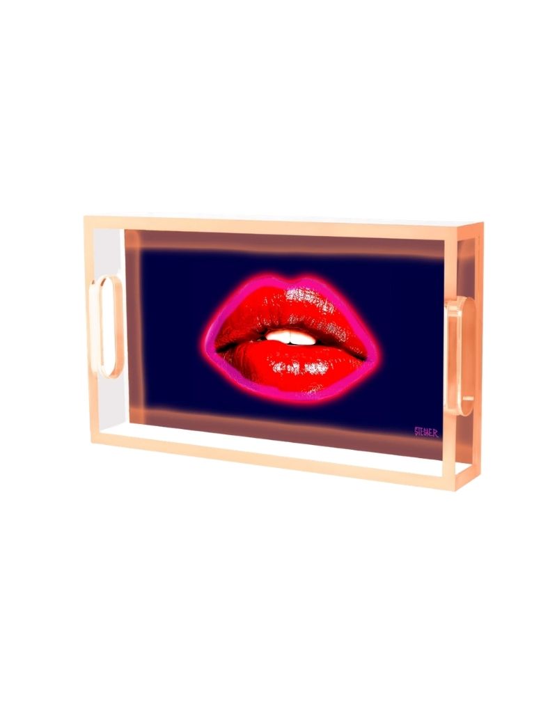 David StesnerArthouse Midnight Kiss Acrylic Small Rectangle Tray