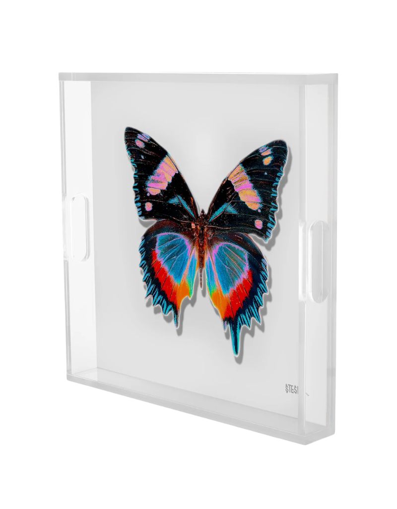 David StesnerArthouse Pearl Papillon Acrylic Square 14" Tray