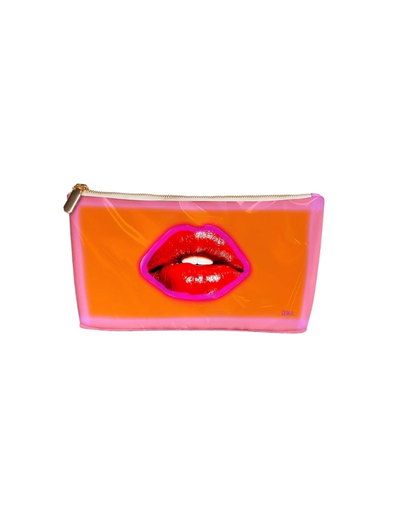 David StesnerArthouse Tangerine Velvet Kiss Medium Makeup Bag Travel Case