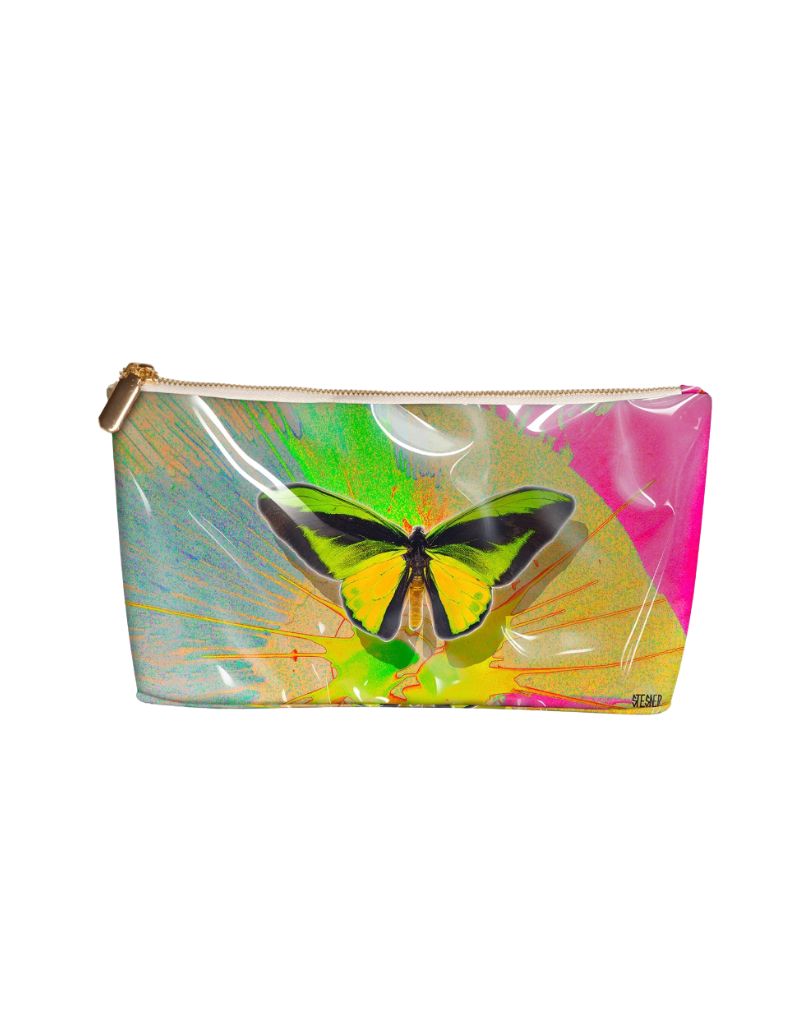David Stesner Arthouse Neon Wings Medium Makeup Bag Travel Case
