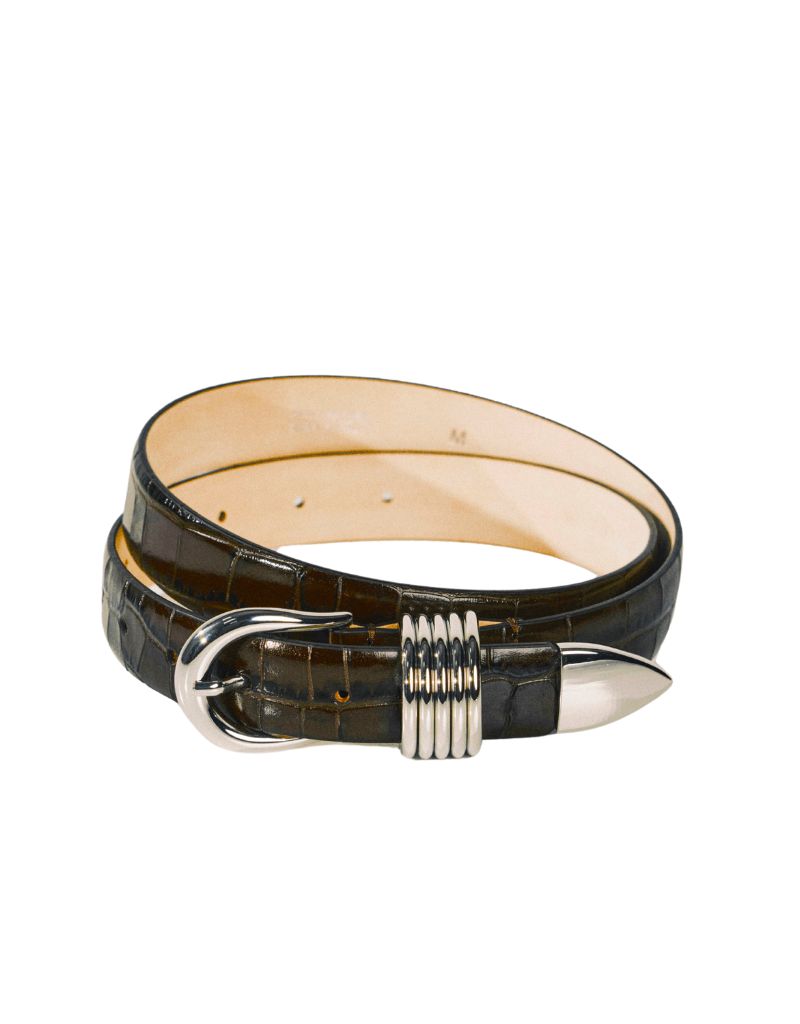 Dehanche Hollyhock Dark Chocoloate Croco Silver