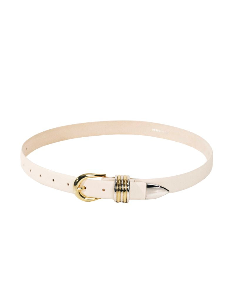 Dehanche Hollyhock Mixed Metal Belt Ivory Silver & Gold