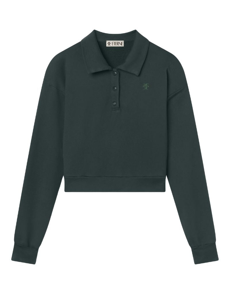Eterne Cropped Polo Sweatshirt Forest 