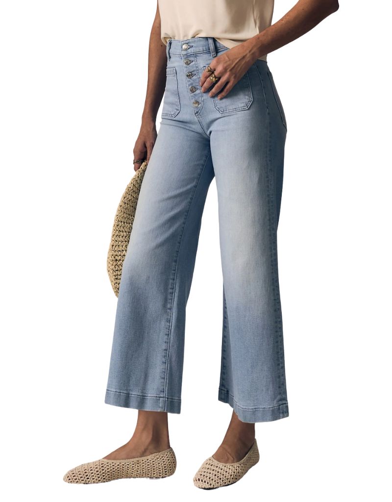 Georgia Wideleg Ankle High Rise Blue Oasis