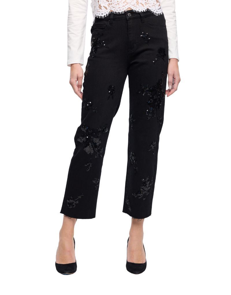 Generation Love Bella Sequin Embellished Jeans Black
