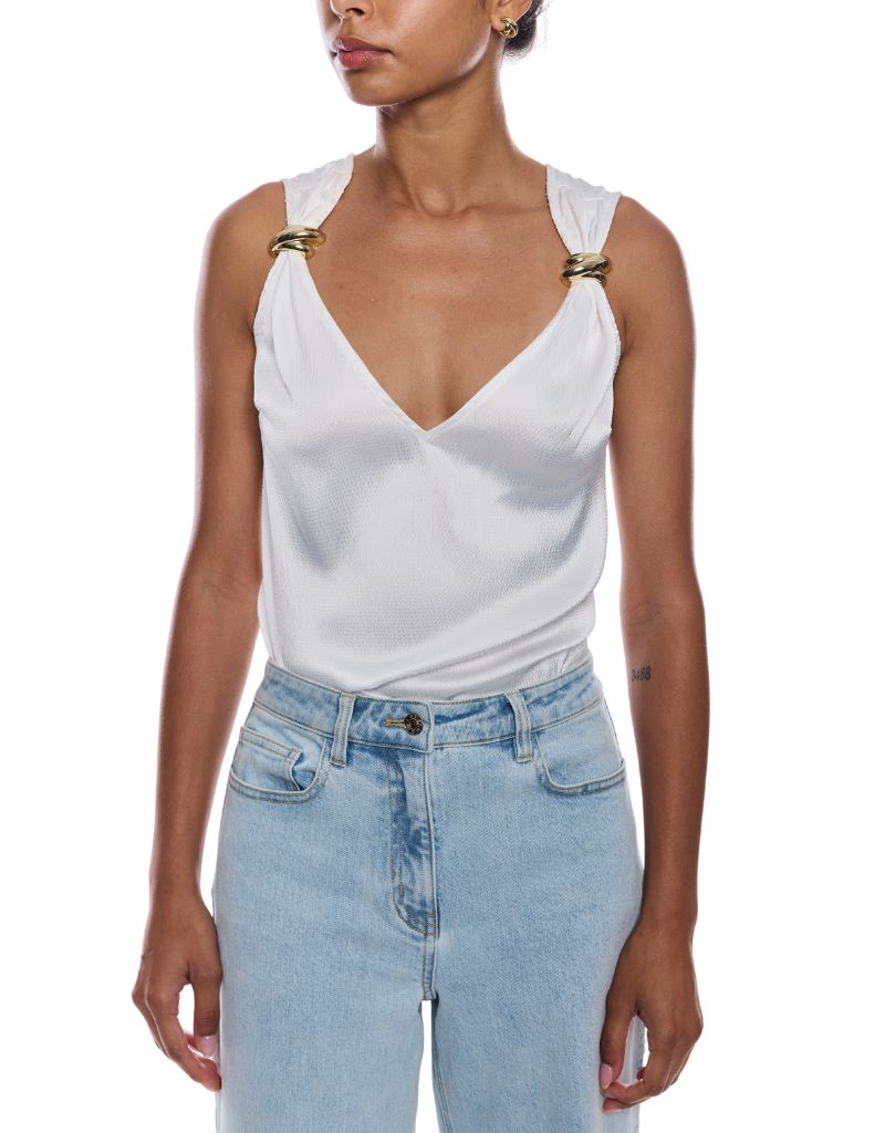 Generation Love Fawn Hammered Blouse White