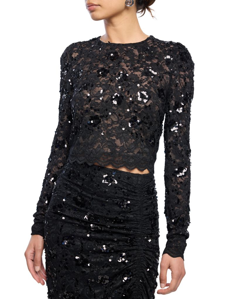 Generation Love Safia Sequin Lace Top Black