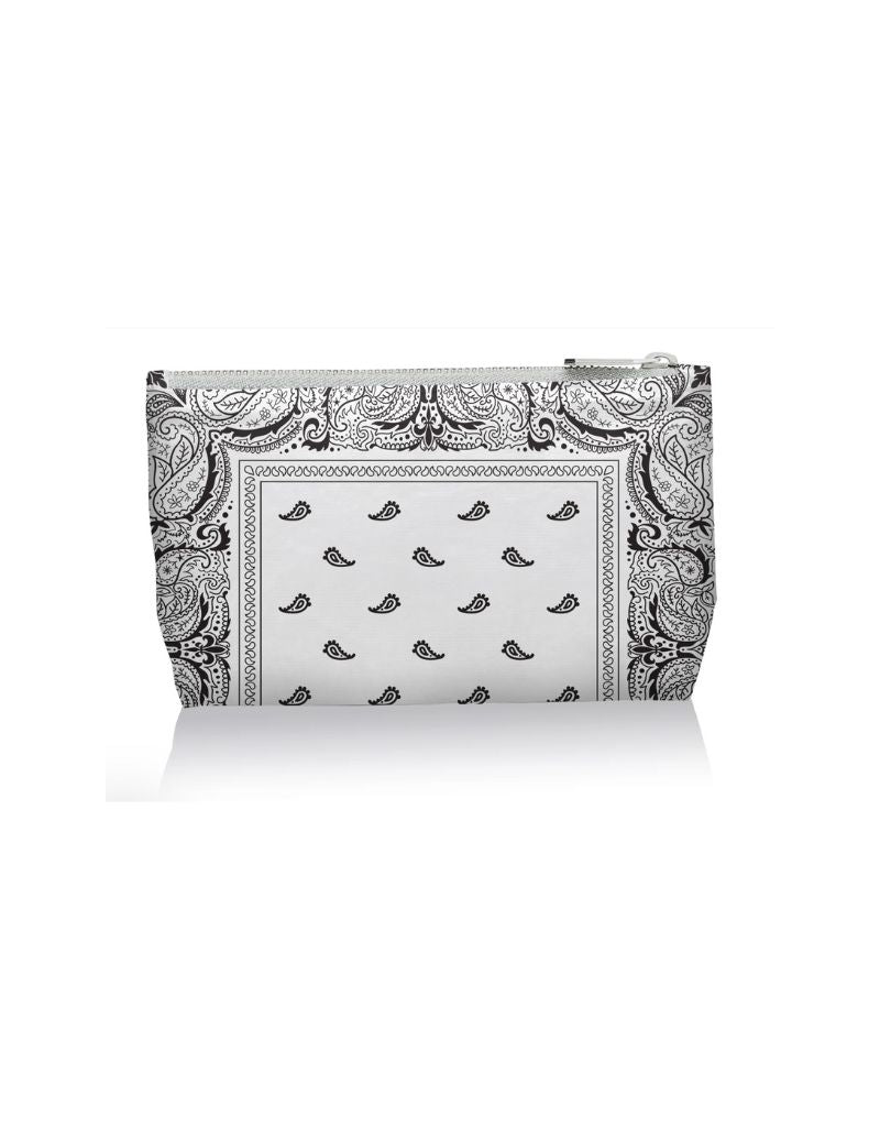 Hi Love Travel Cosmetic Zipper Pouch Shimmer White Bandana