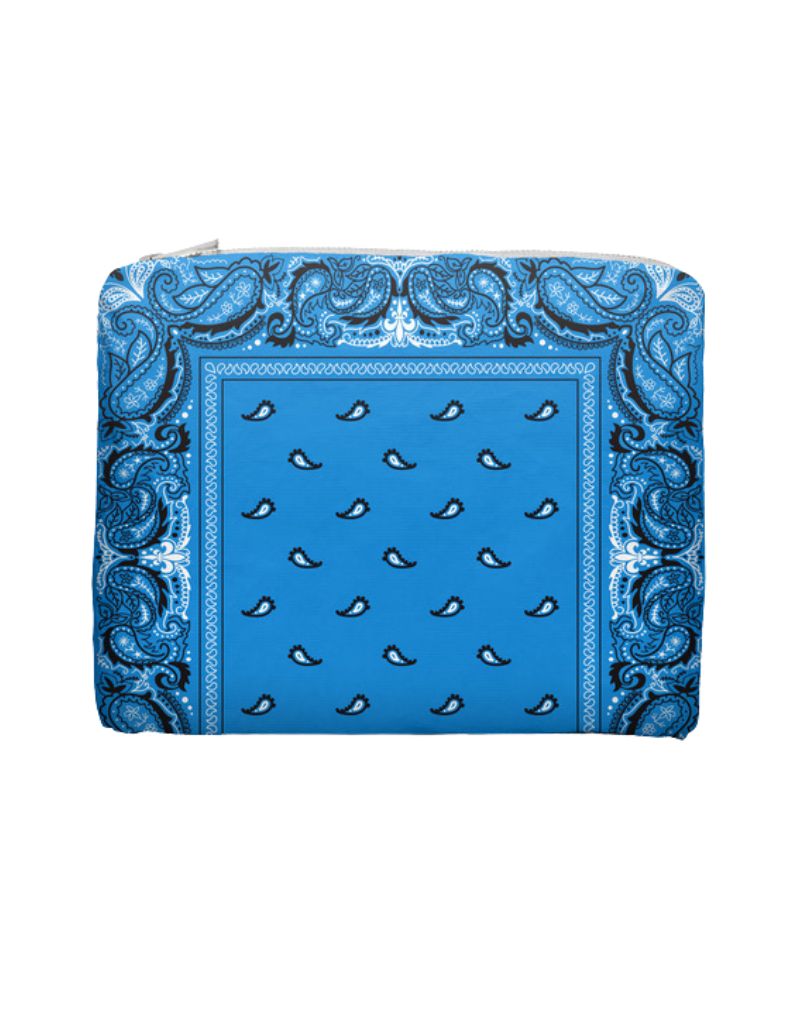 Hi Love Travel Medium Zipper Pouch Sky Blue Bandana