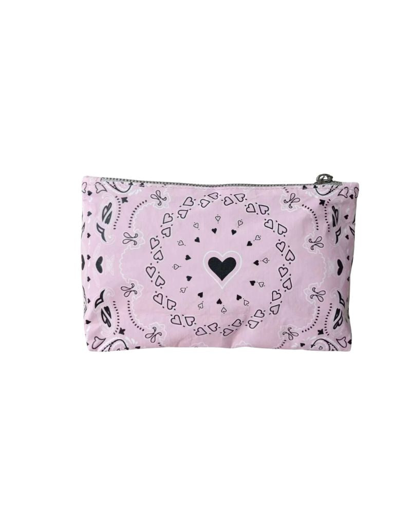 Hi Love Travel Mini Zipper Pouch Baby Pink Bandana
