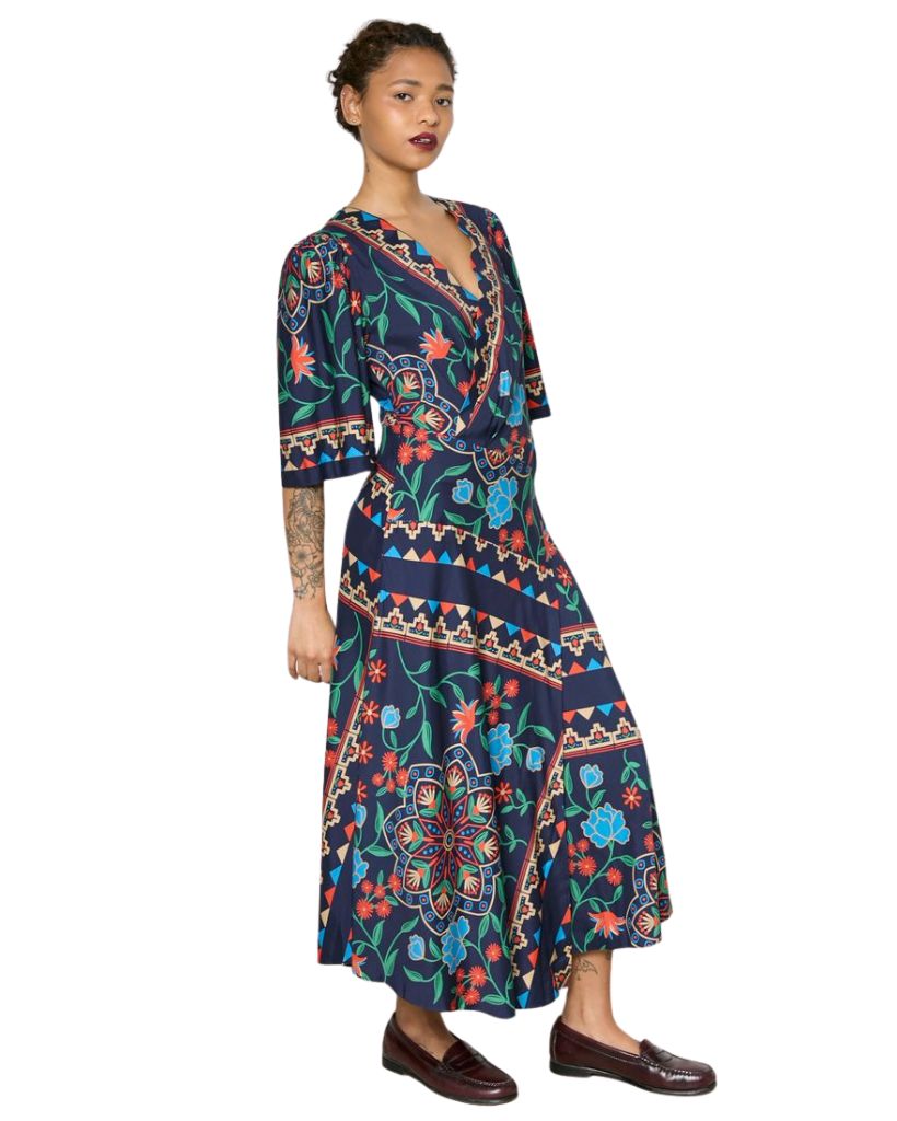 Hope for Flowers Surplice Dress Indigo Floral Scarf