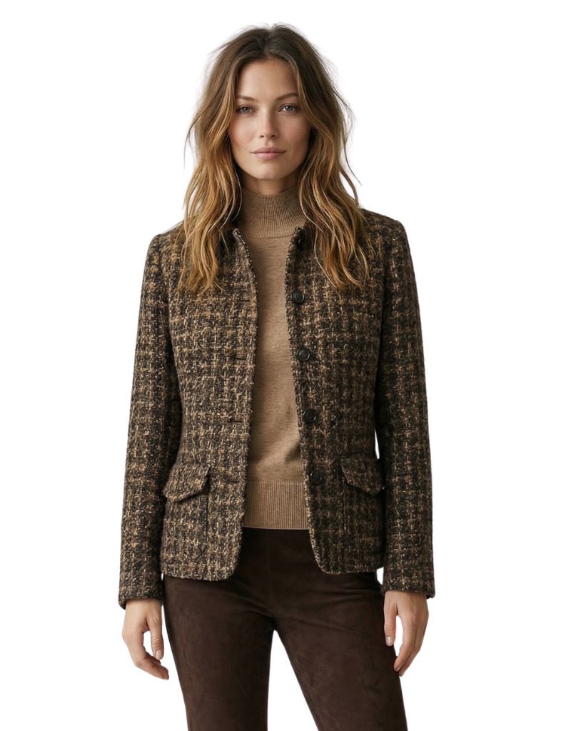 Ires Tweed Hacking Jacket Charcoal Brown Tweed