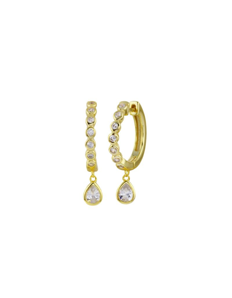 JTG Jewelry Bezel Drop Huggies Gold