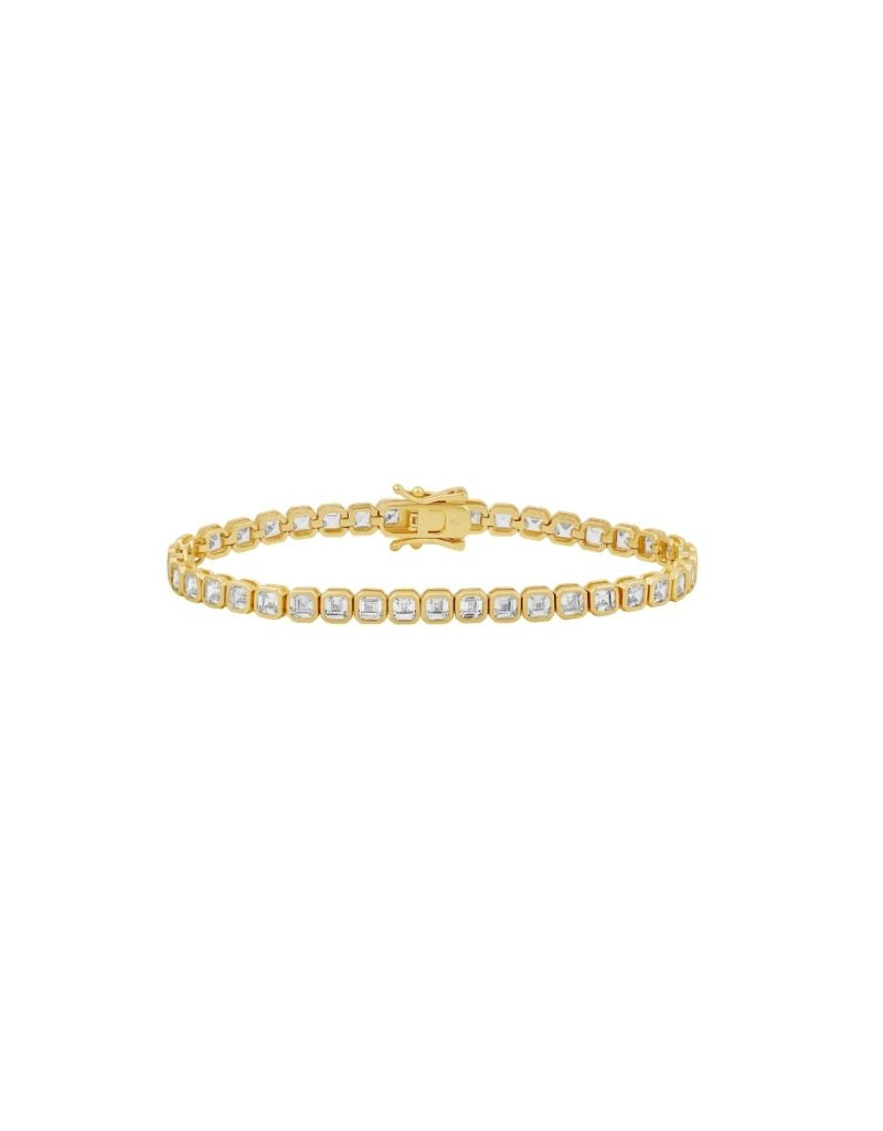 JTG Jewelry Bezel Square Tennis Bracelet Gold
