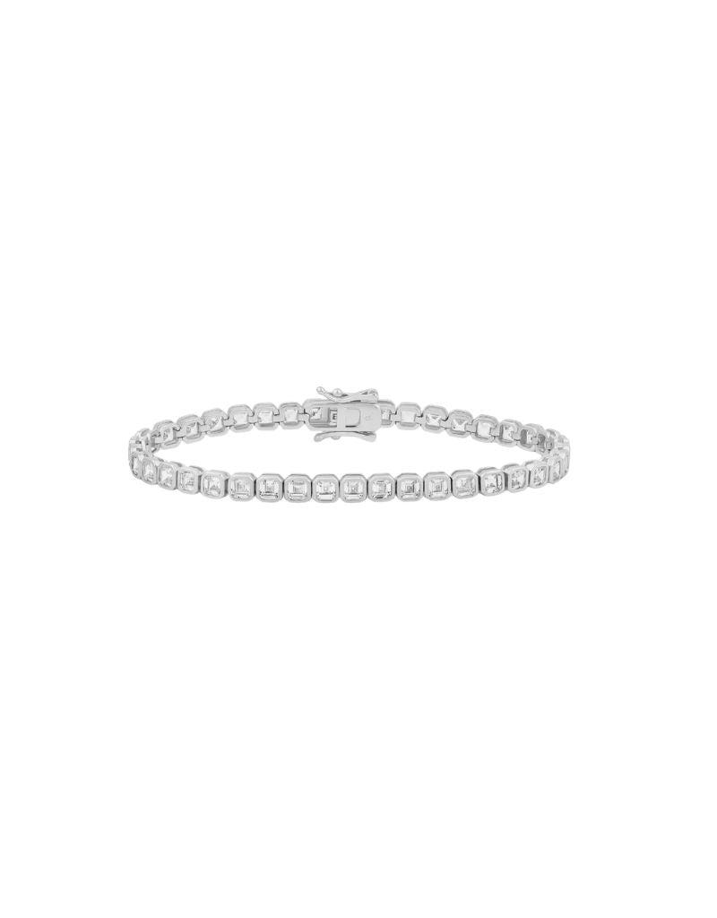 JTG Jewelry Bezel Square Tennis Bracelet Silver