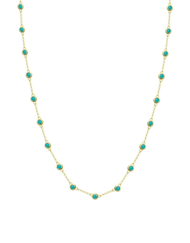JTG Jewelry DBY Strand Necklace Gold Turquoise
