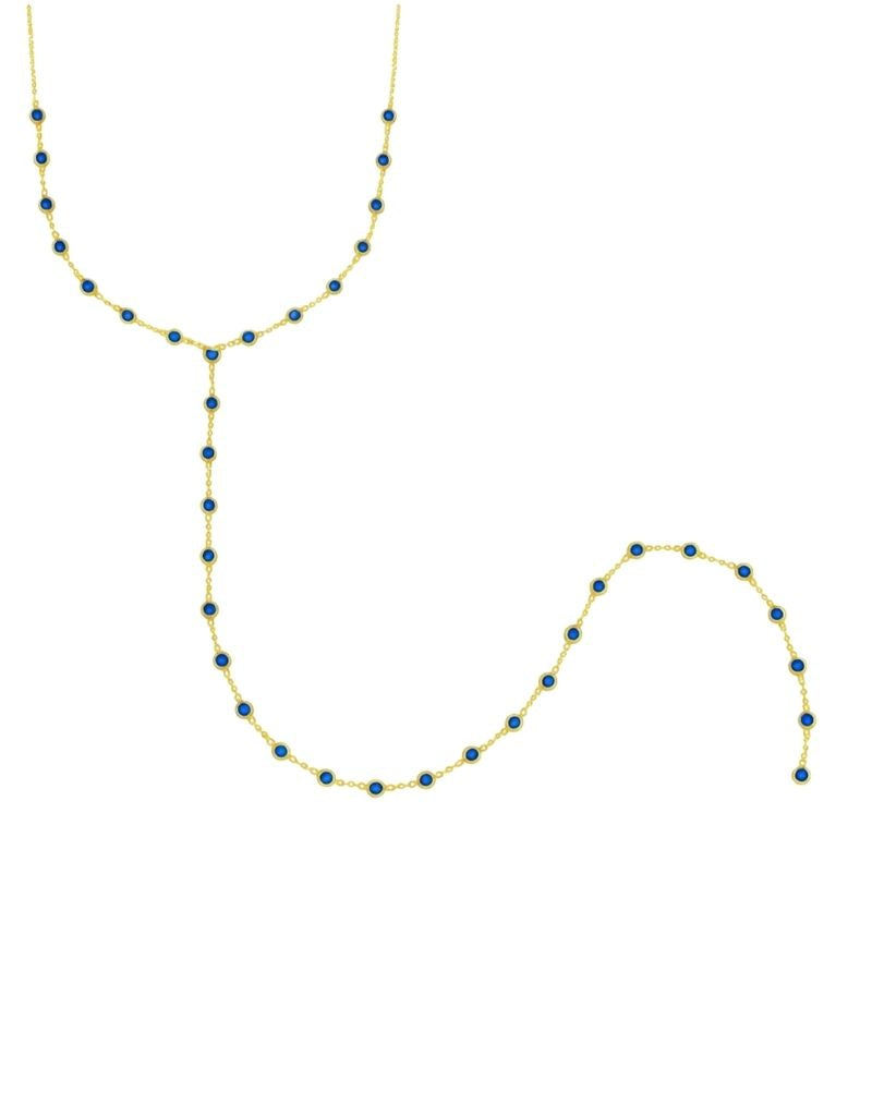 JTG Jewelry Deep Blue Bezel Lariat Necklace