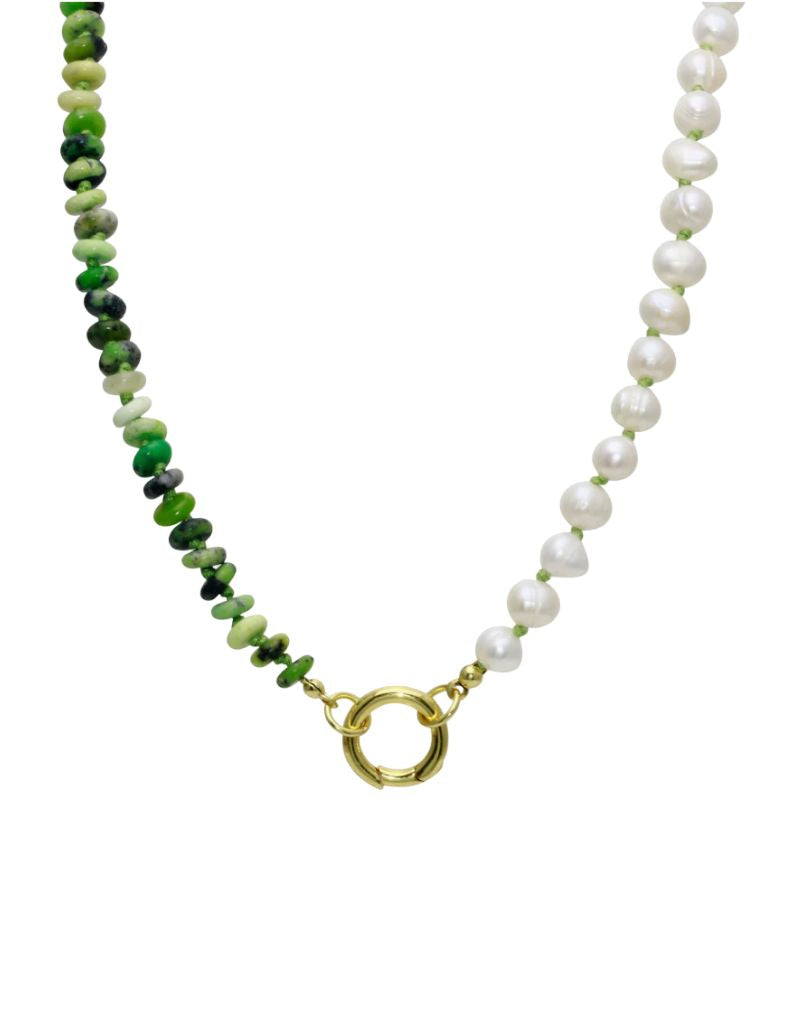 JTG Jewelry Half Green Pukka Pearl Necklace