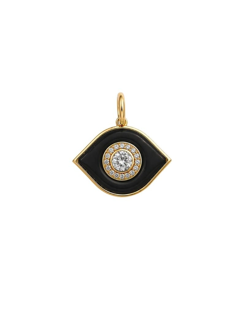 JTG Jewelry Jumbo Stone Evil Eye Charm Gold Black