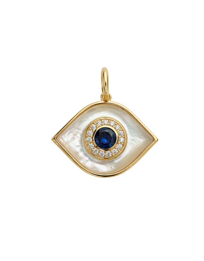 JTG Jewelry Jumbo Stone Evil Eye Charm Gold White