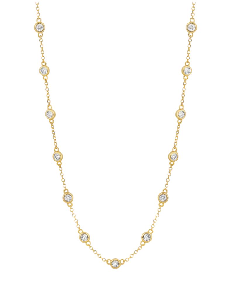 JTG Jewelry Long DBY Strand Necklace 28" Gold White
