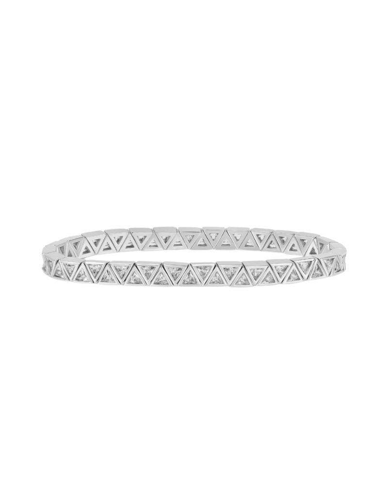JTG Jewelry Mini Diamond Triangle Stretchy Bracelet Silver
