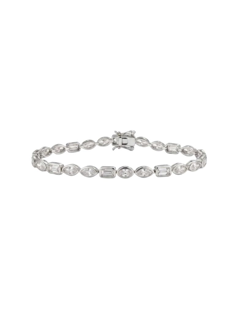 JTG Jewelry Mixed Motif Tennis Bracelet Silver