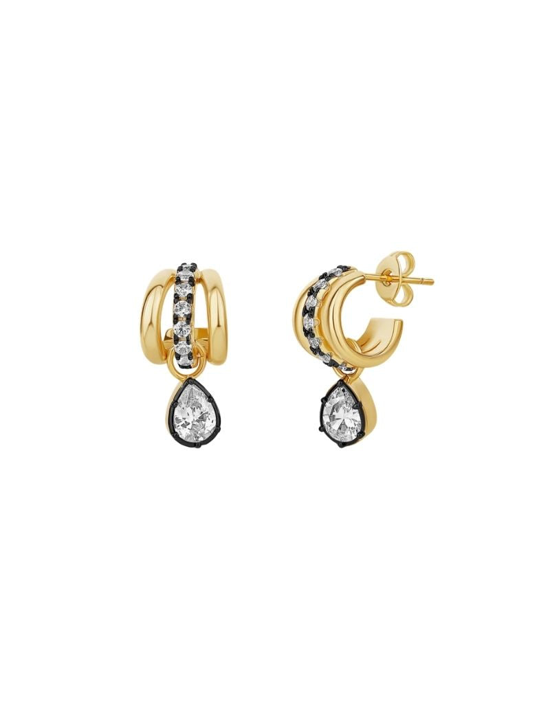 JTG Jewelry Noir Raindrop Huggies
