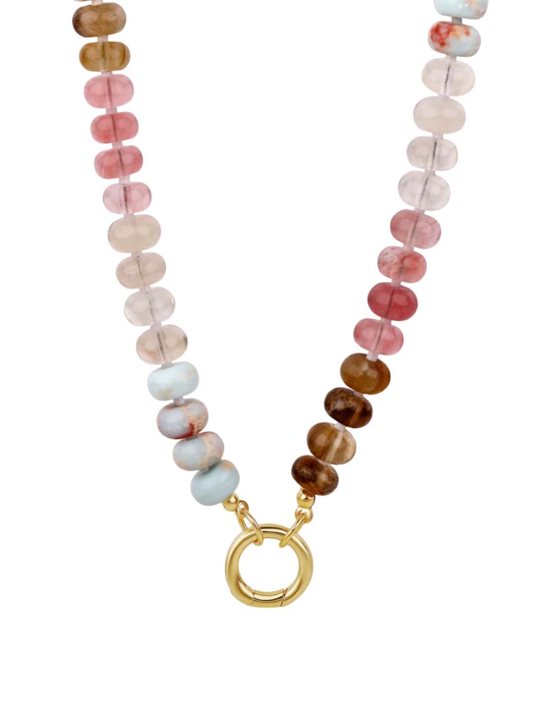JTG Jewelry Ocean Stone Beaded Push Clasp Necklace