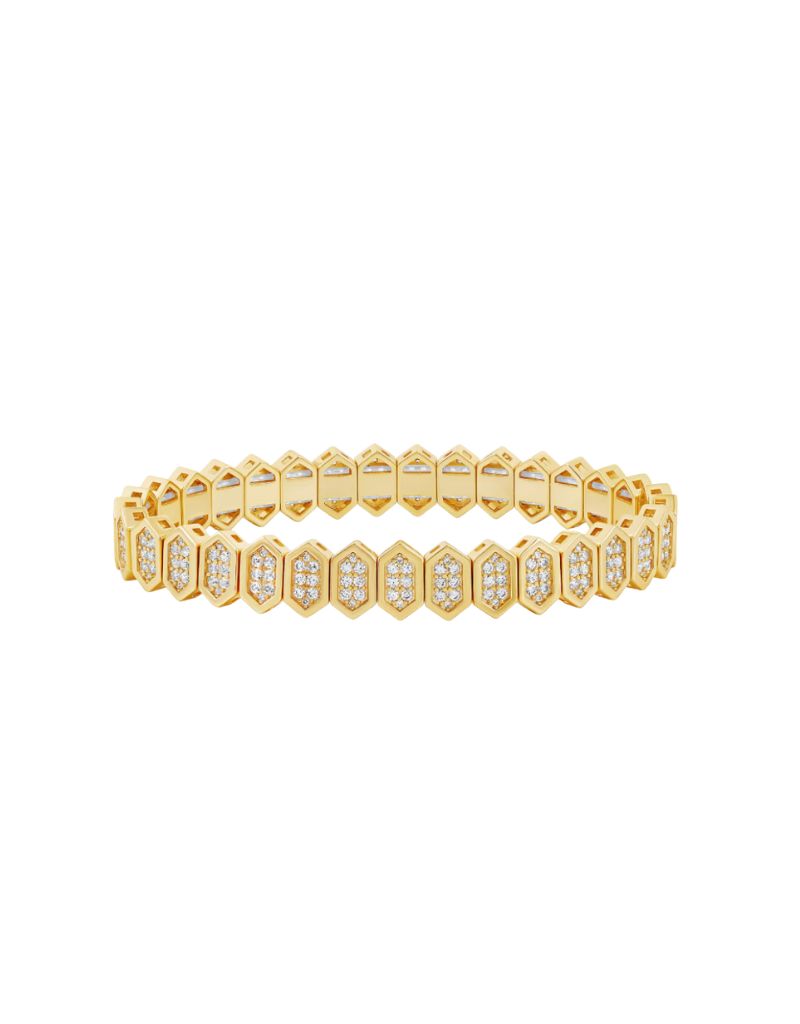 JTG Jewelry Shield Spark Stretchy Bracelet Gold