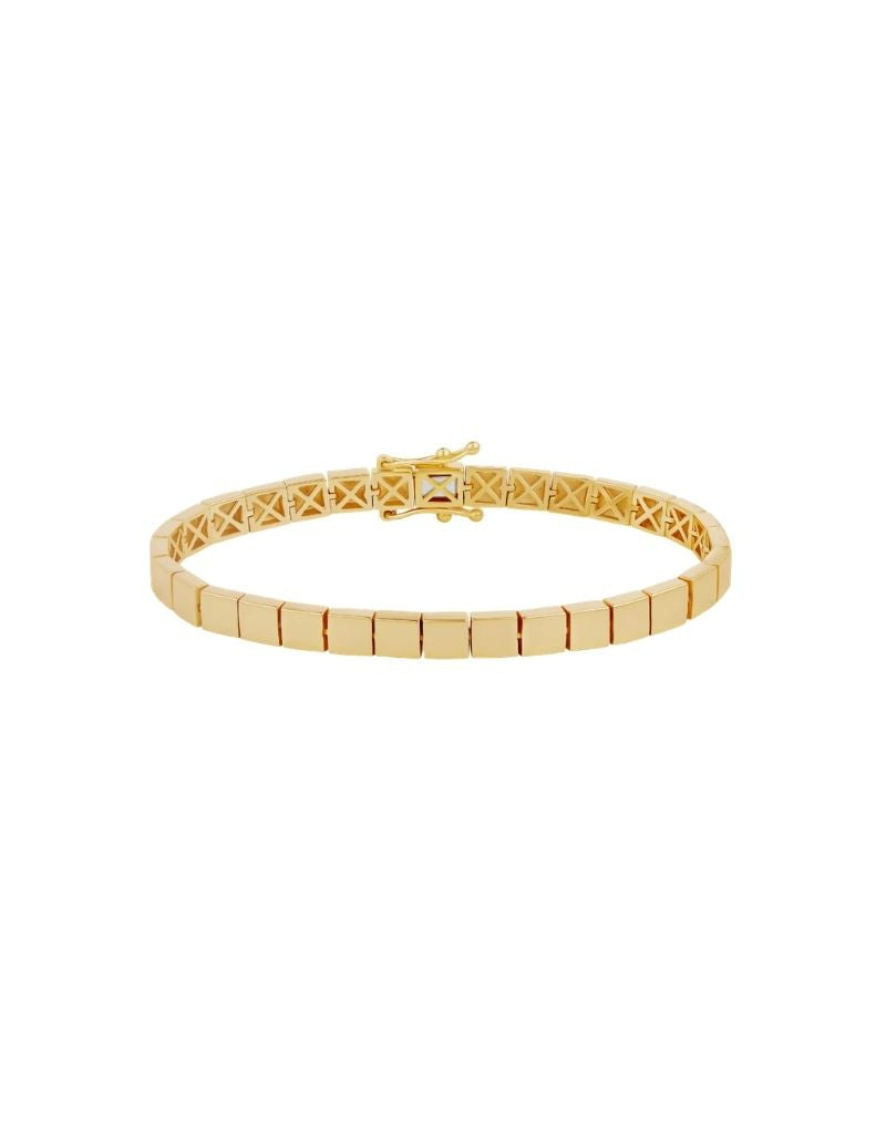 JTG Jewelry Solid Square Tennis Bracelet Gold