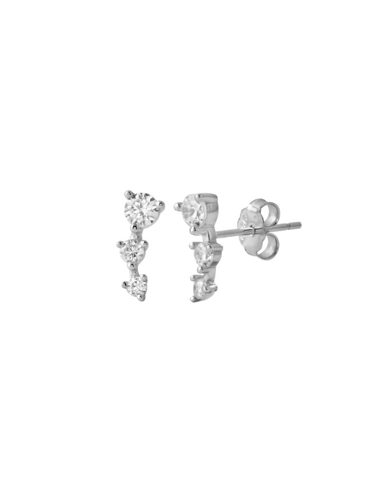 JTG Jewelry Trio Stone Crawler Stud Silver