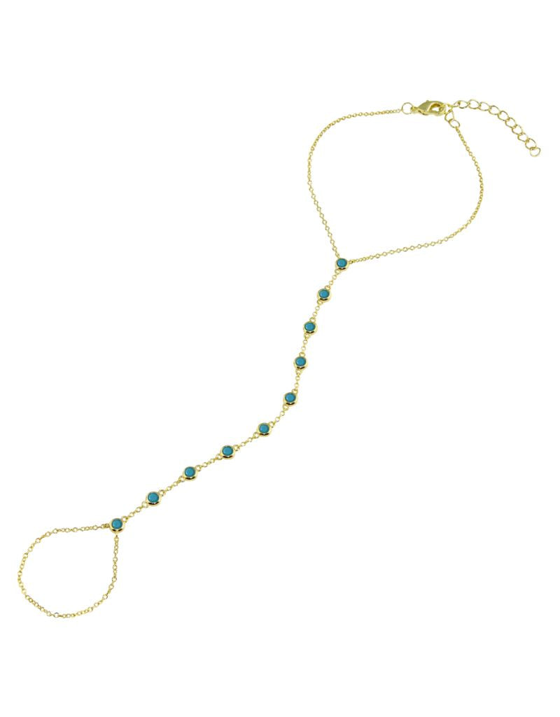 JTG Jewelry Turquoise Bezel Hand Chain