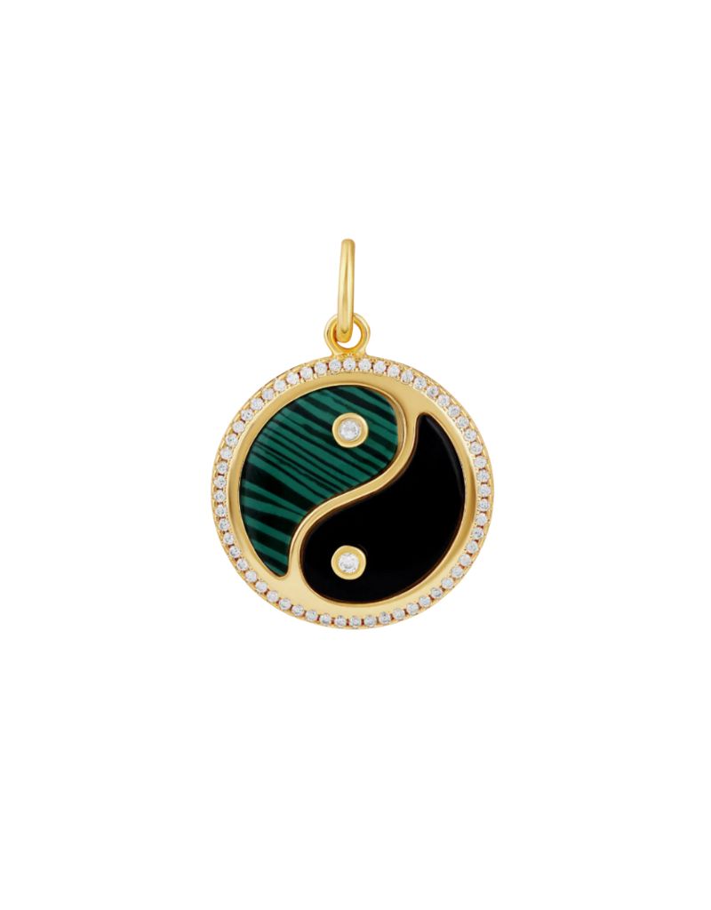 JTG Jewelry Yin Yang Stone Charm Black
