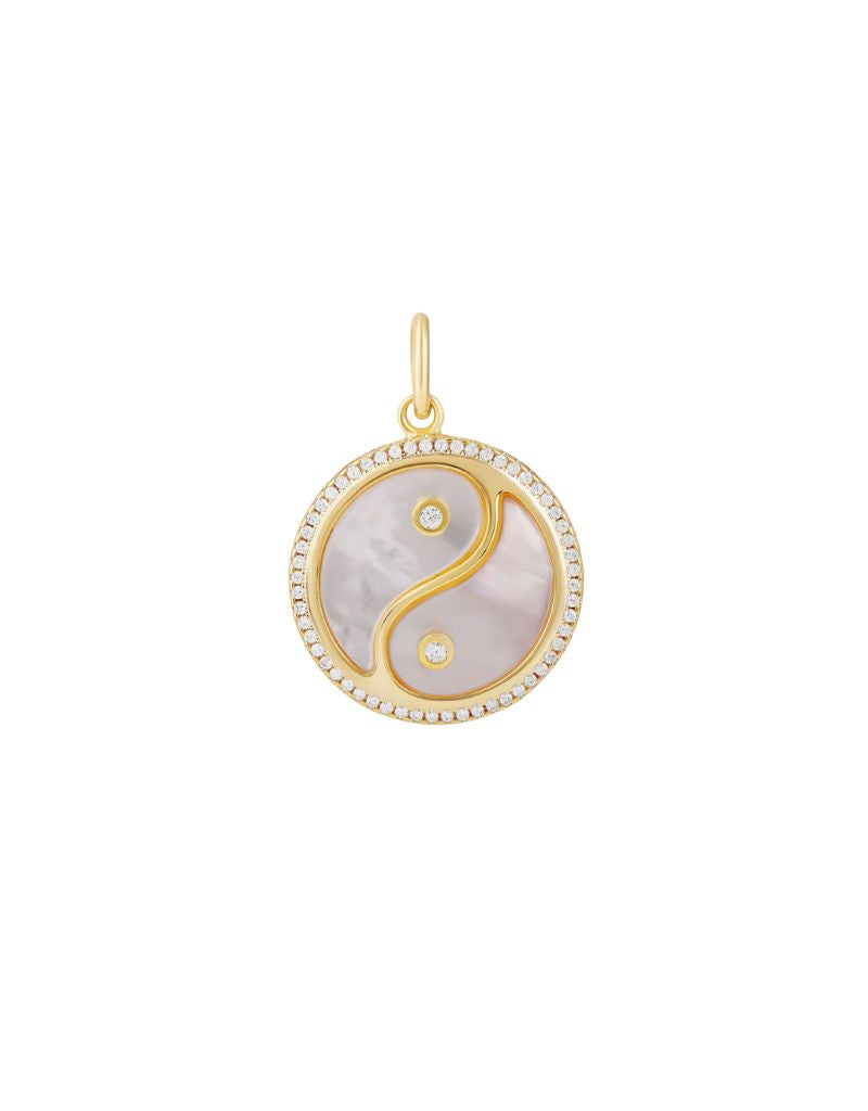 JTG Jewelry Yin Yang Stone Charm Gold Pink