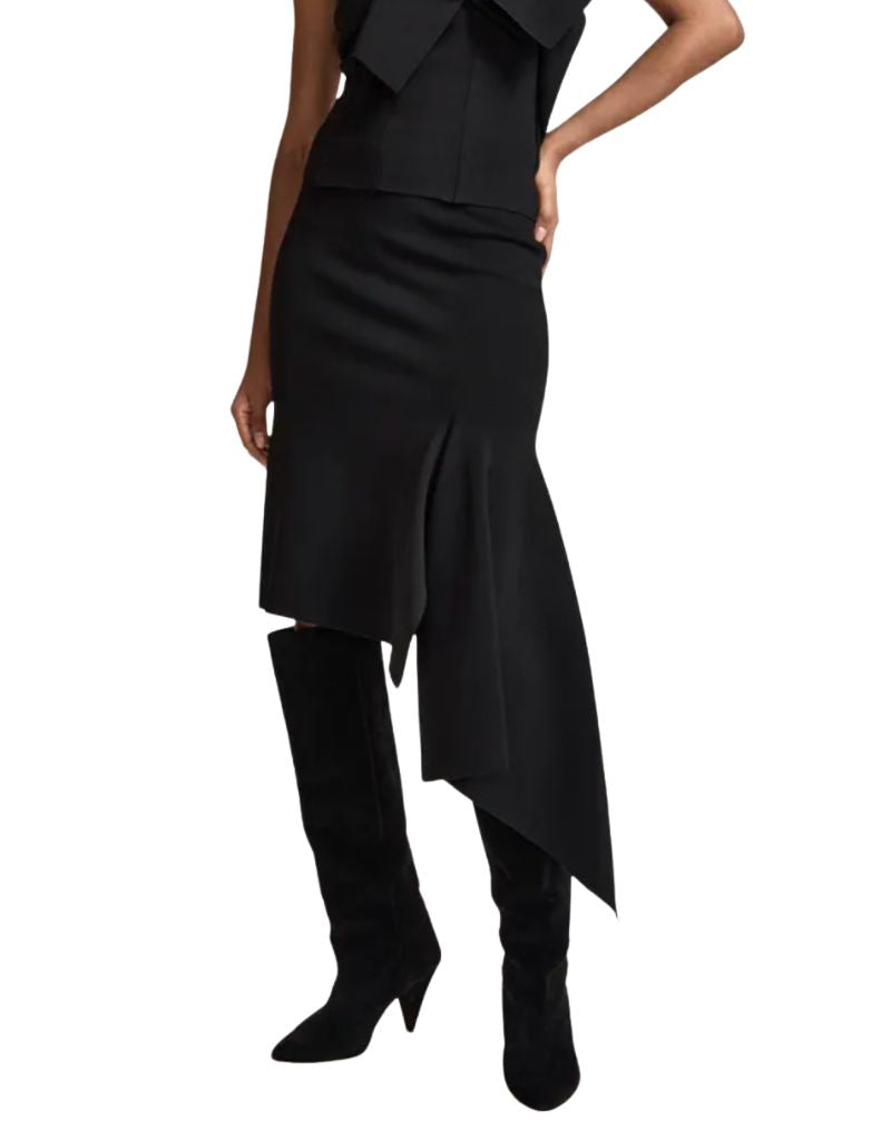 Kap Knitted Skirt with Frill Black