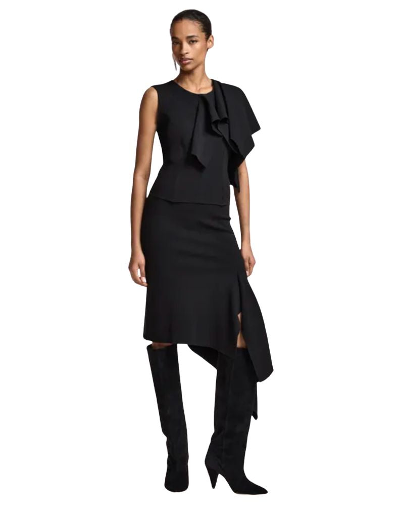 Kap Knitted Skirt with Frill Black