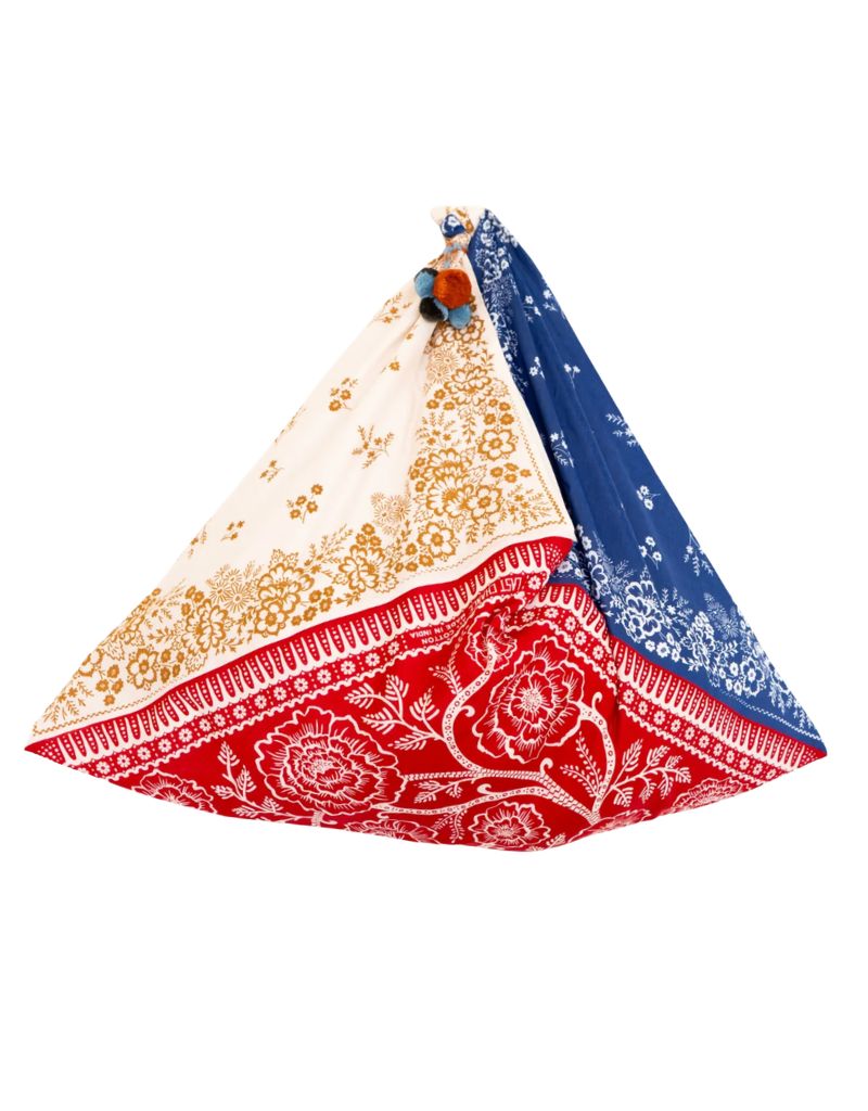 Last Chance Textiles Big Bindle Bag Patchwork Red Azure Almond