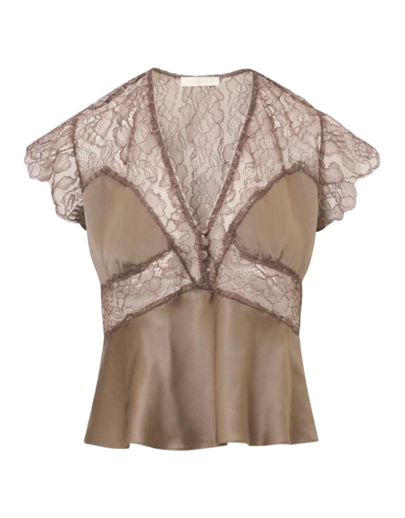LoveShackFancy Verelle Top Pewter Sky