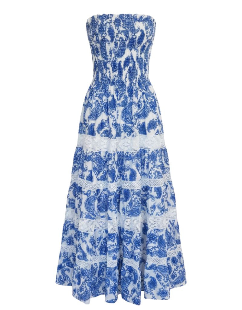 Luisa Positano Dress Tori Merletti Blue Cashmere