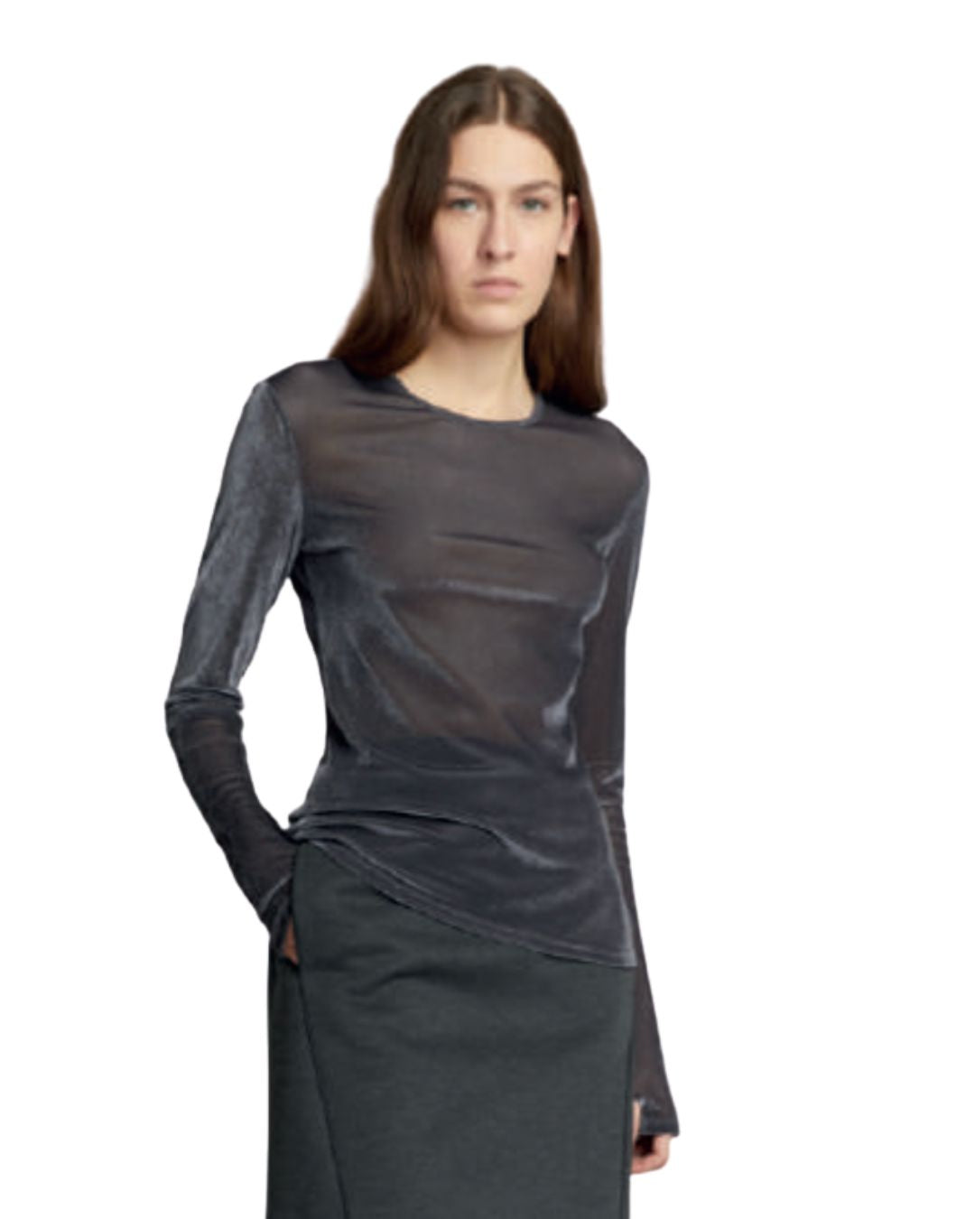 MM Max Mara Labano Knitted Blouse Dark Grey