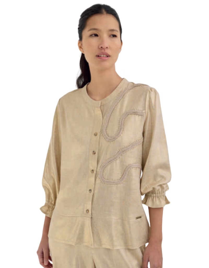 Margara Shaw Sepi Embroidered Metallic Shirt Gold