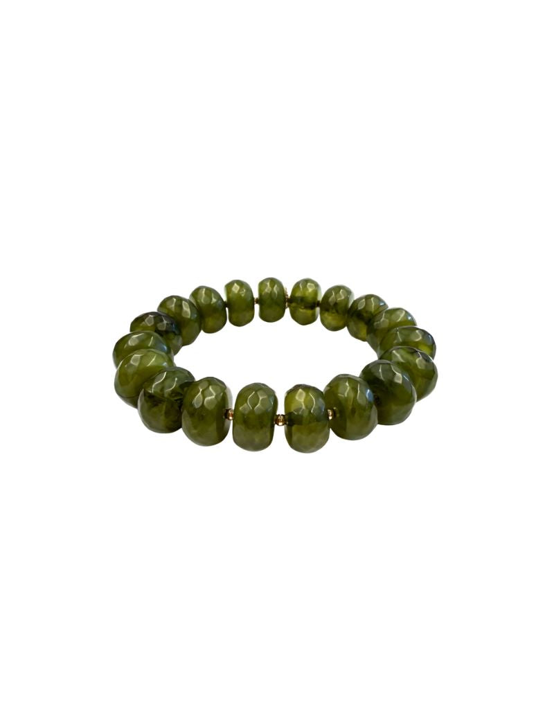 Marlyn Schiff 4437B Moss Resin Bead Stretch Bracelet